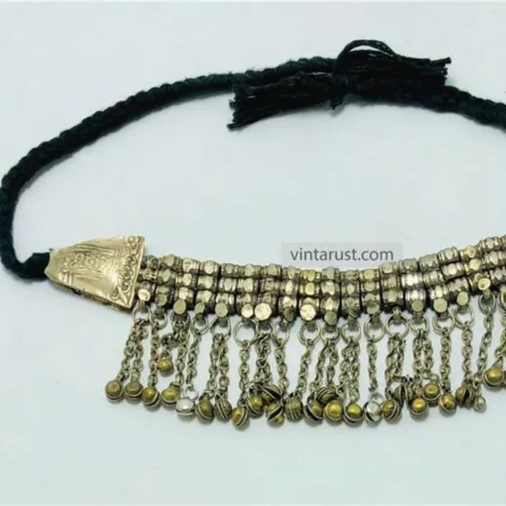 Stylish Statement Necklace With Silver Metal Bead… - image 5